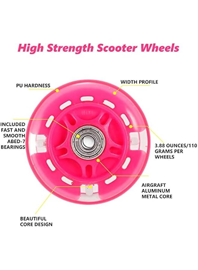 Scooter Replacement Wheels, LED Flash Wheel 80MM, Mini Maxi Micro Scooter Skate Wheels Flashing Roller Lights Back Rear ABEC-7 80MM for Kids  Teens Indoor Outdoor Skating Pink (1pc) - Image 5
