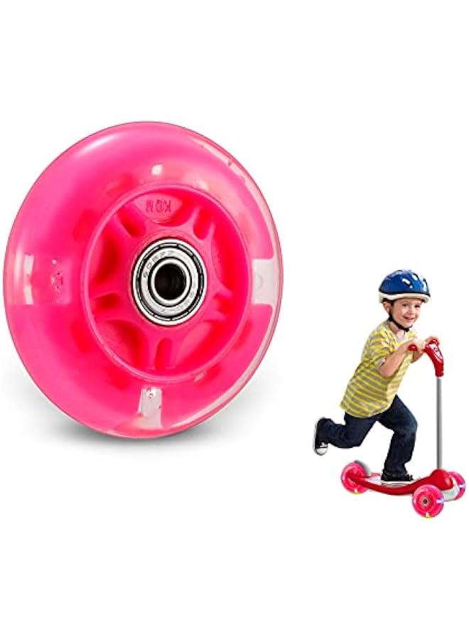 Scooter Replacement Wheels, LED Flash Wheel 80MM, Mini Maxi Micro Scooter Skate Wheels Flashing Roller Lights Back Rear ABEC-7 80MM for Kids  Teens Indoor Outdoor Skating Pink (1pc) - Image 1