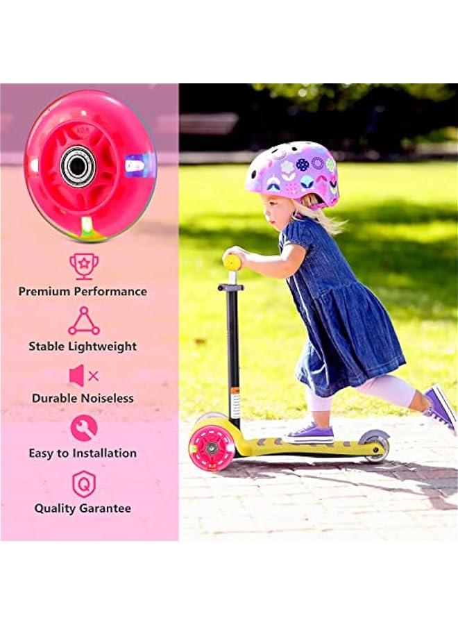 Scooter Replacement Wheels, LED Flash Wheel 80MM, Mini Maxi Micro Scooter Skate Wheels Flashing Roller Lights Back Rear ABEC-7 80MM for Kids  Teens Indoor Outdoor Skating Pink (1pc) - Image 2