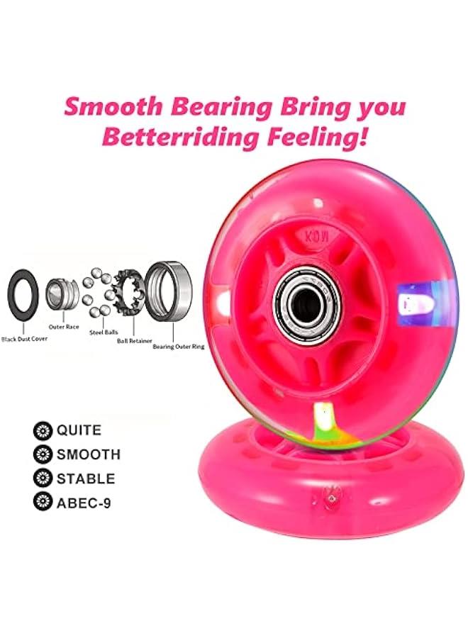 Scooter Replacement Wheels, LED Flash Wheel 80MM, Mini Maxi Micro Scooter Skate Wheels Flashing Roller Lights Back Rear ABEC-7 80MM for Kids  Teens Indoor Outdoor Skating Pink (1pc) - Image 4