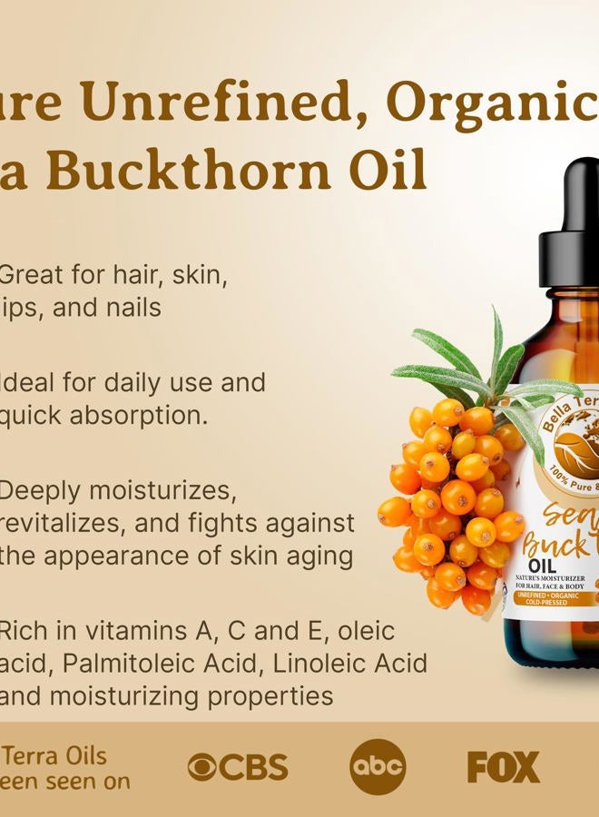 Bella Terra Oils زيت البحر النبق العضوي 8 أونصات - كنز معصور على البارد، مليء بأوميغا-3 وأوميغا-6، توهج مشع في كل زجاجة - Image 3