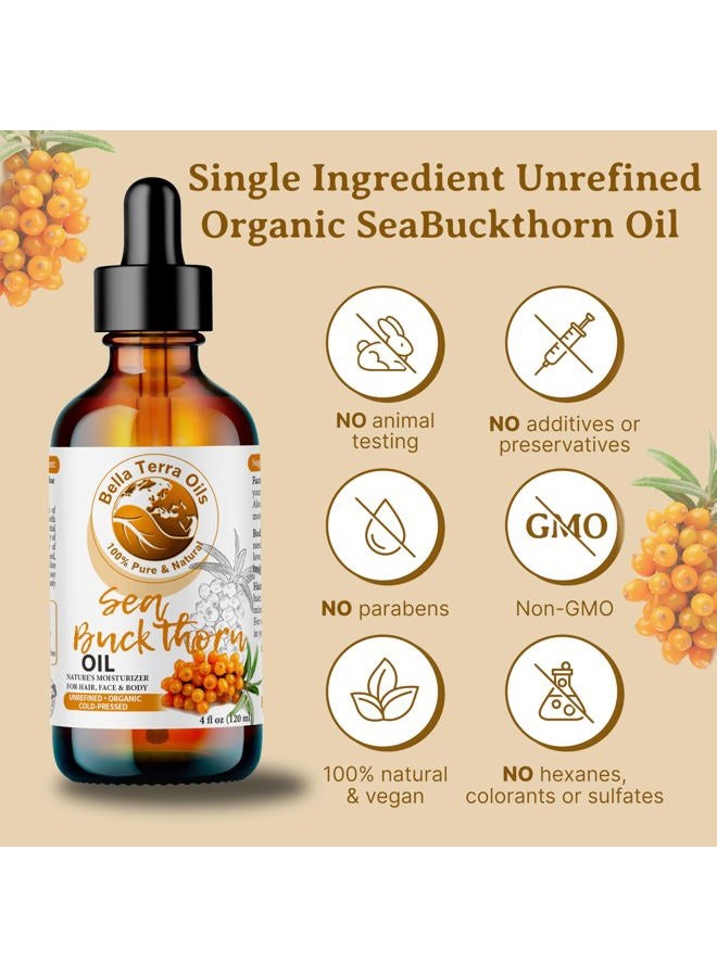 Bella Terra Oils زيت البحر النبق العضوي 8 أونصات - كنز معصور على البارد، مليء بأوميغا-3 وأوميغا-6، توهج مشع في كل زجاجة - Image 4