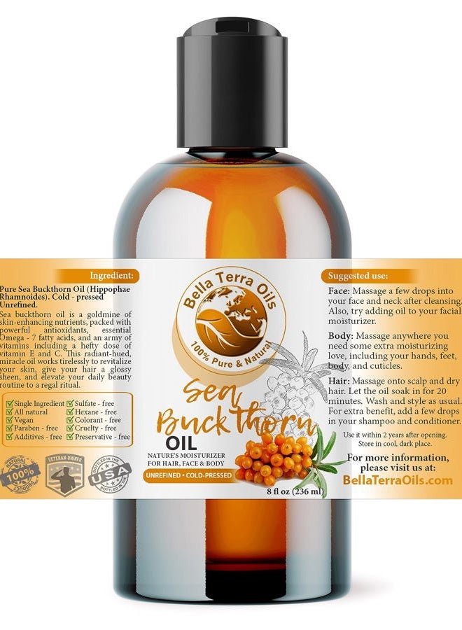 Bella Terra Oils زيت البحر النبق العضوي 8 أونصات - كنز معصور على البارد، مليء بأوميغا-3 وأوميغا-6، توهج مشع في كل زجاجة - Image 2