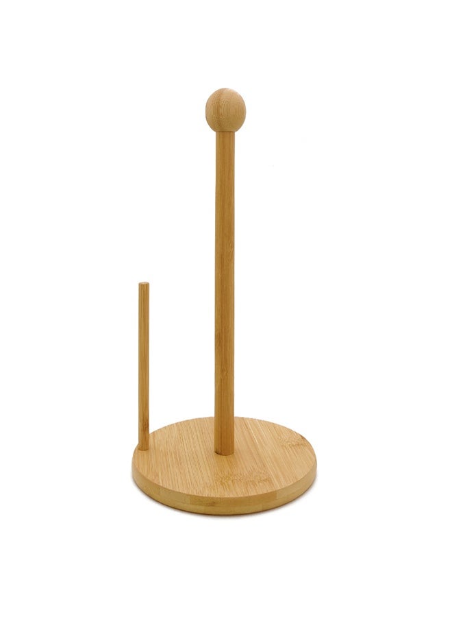 ATM Natural Bamboo Paper Towel Holder with Slanted Pole – 15x31cm - Image 1