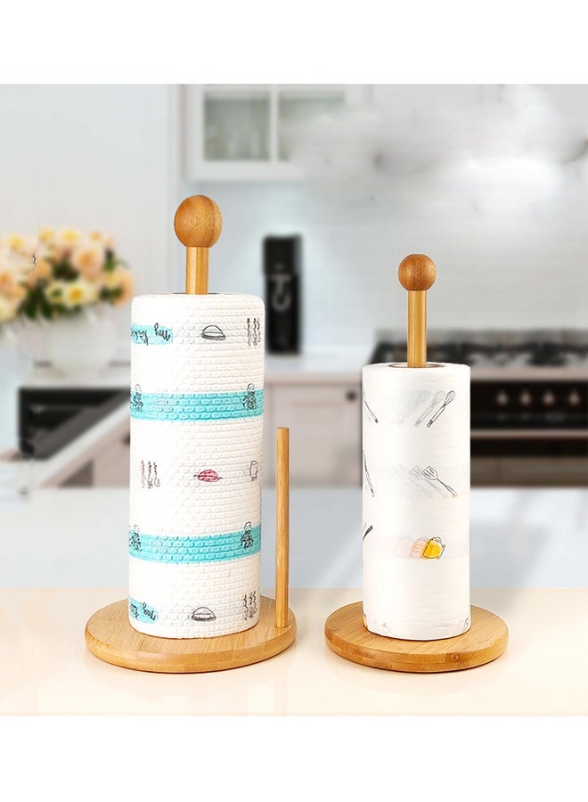 ATM Natural Bamboo Paper Towel Holder with Slanted Pole – 15x31cm - Image 2