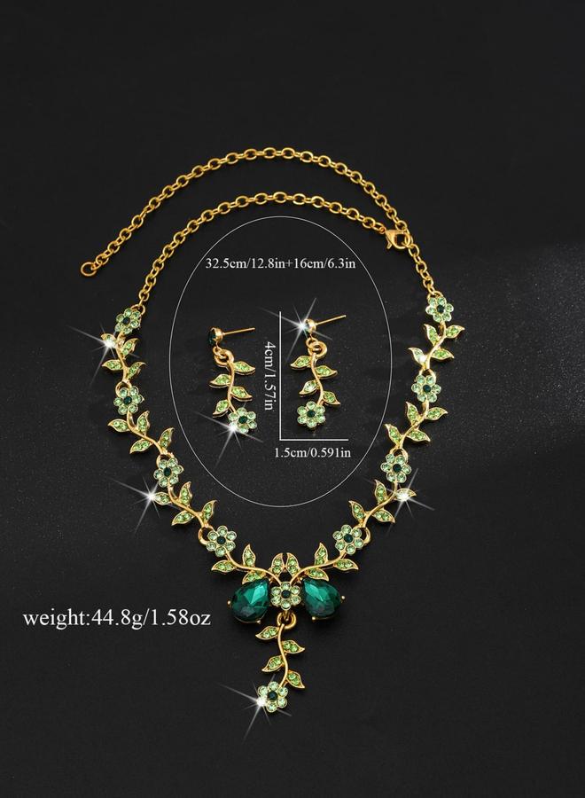 Take Two 2-Piece Floral Embellished Necklace and Earrings Jewelry Set - Image 3