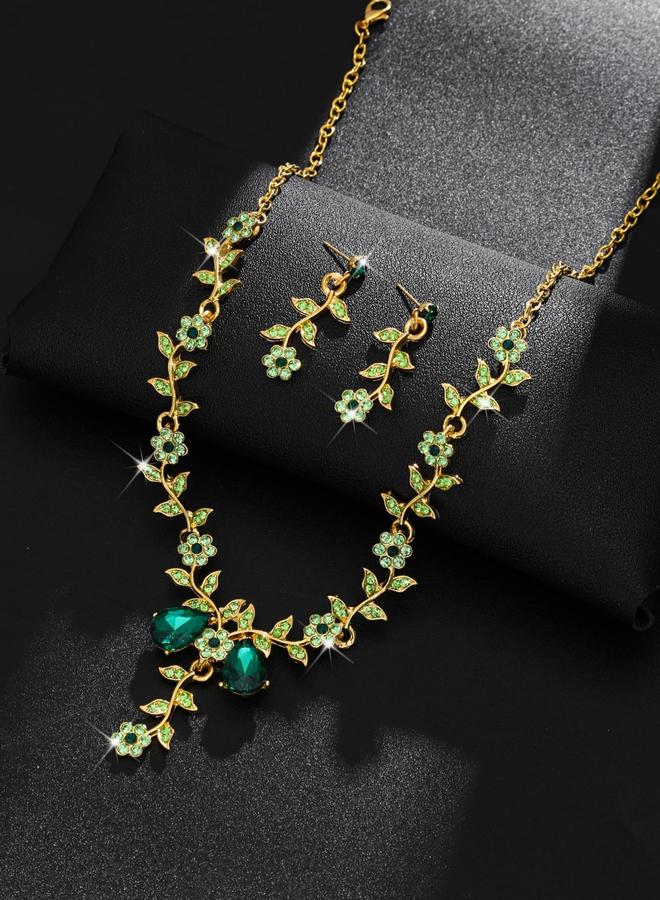 Take Two 2-Piece Floral Embellished Necklace and Earrings Jewelry Set - Image 4