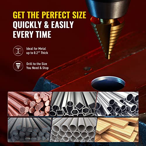 ZELCAN 10 Sizes Titanium Step Drill Bit, 1/4 to 1-3/8 Inches High Speed Steel Drill Cone Bits for Sheet Metal Hole Drilling Cutting, HSS Multi Size Hole Stepped Up Unibit for DIY Lovers Electrician - Image 5