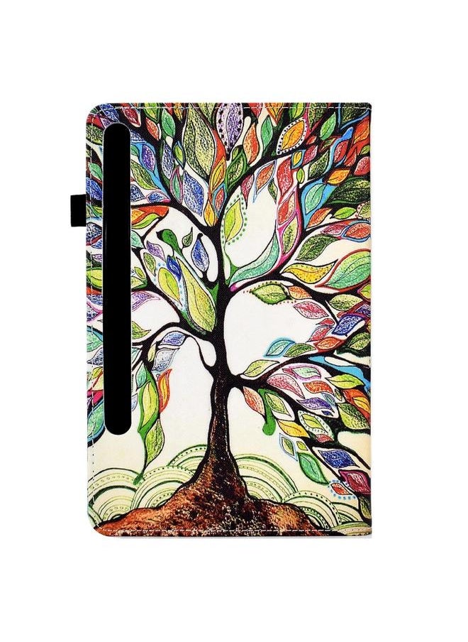 Generic - Samsung Galaxy Tab S7 S8 Colored Drawing Stitching Elastic Band Leather Smart Tablet Case Life Tree - Image 1