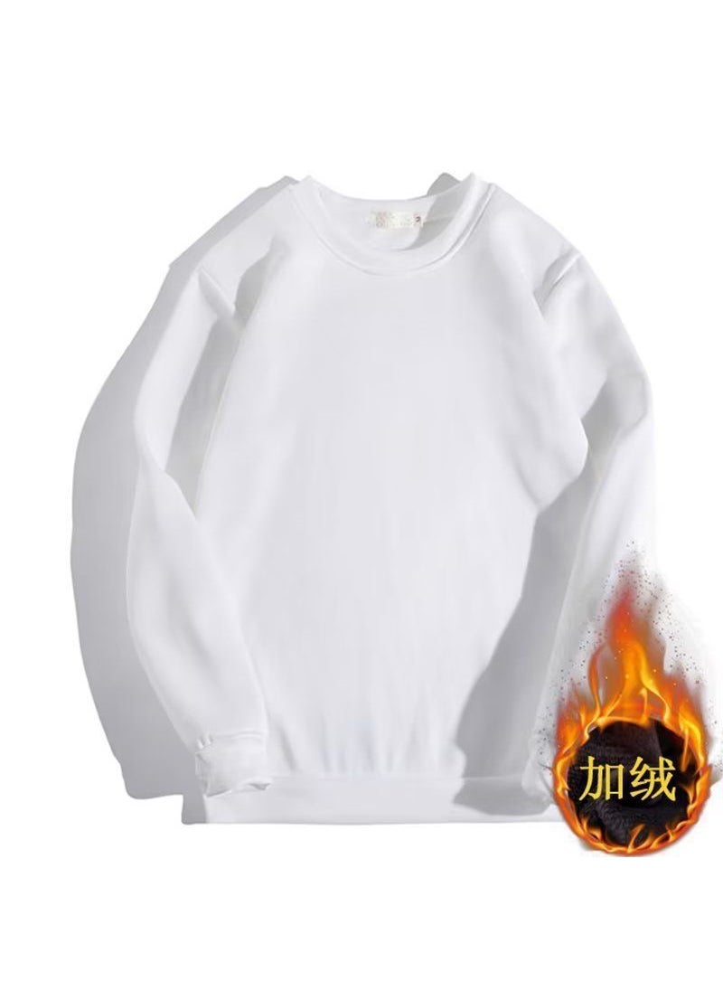 Generic Teen Boys Fleece-Lined Hoodie Autumn Winter Warm White [special fleece-lined]] 