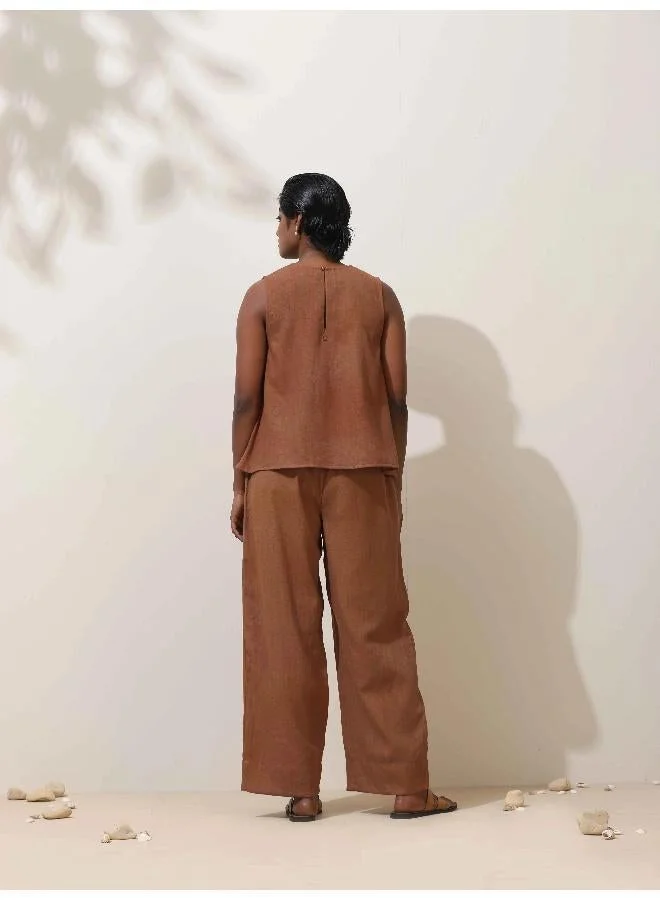 ترو برونز trueBrowns Oudh Brown Embroidered Natural Cotton Co-ord Set