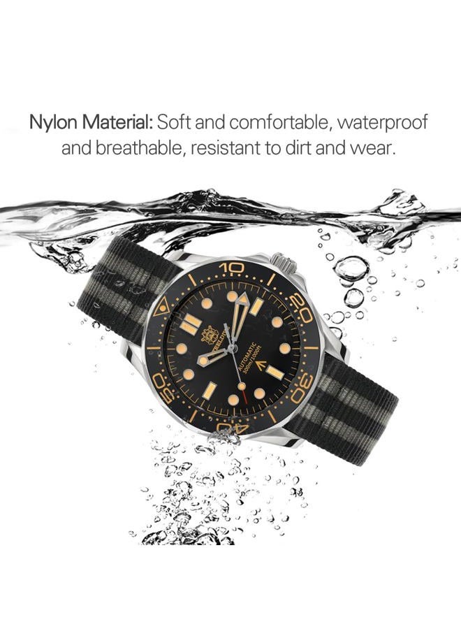 TACTICAL FROG 22mm Watch Band One-Piece Military Watch Straps Replacement Nylon Watch Strap for Men Women, Stainless Steel Buckle, Black-grey - Image 3