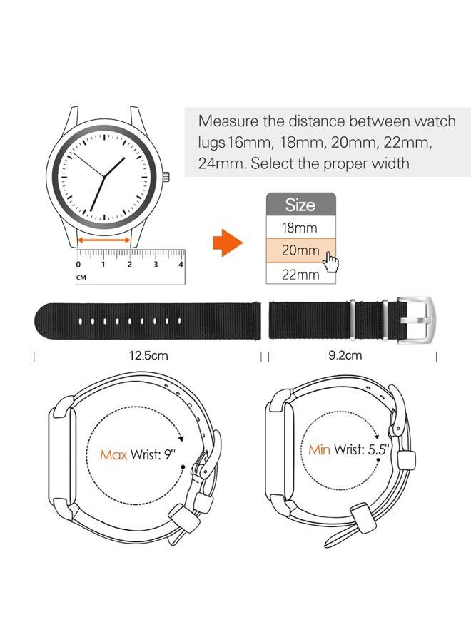 TACTICAL FROG 22mm Watch Band One-Piece Military Watch Straps Replacement Nylon Watch Strap for Men Women, Stainless Steel Buckle, Black-grey - Image 4