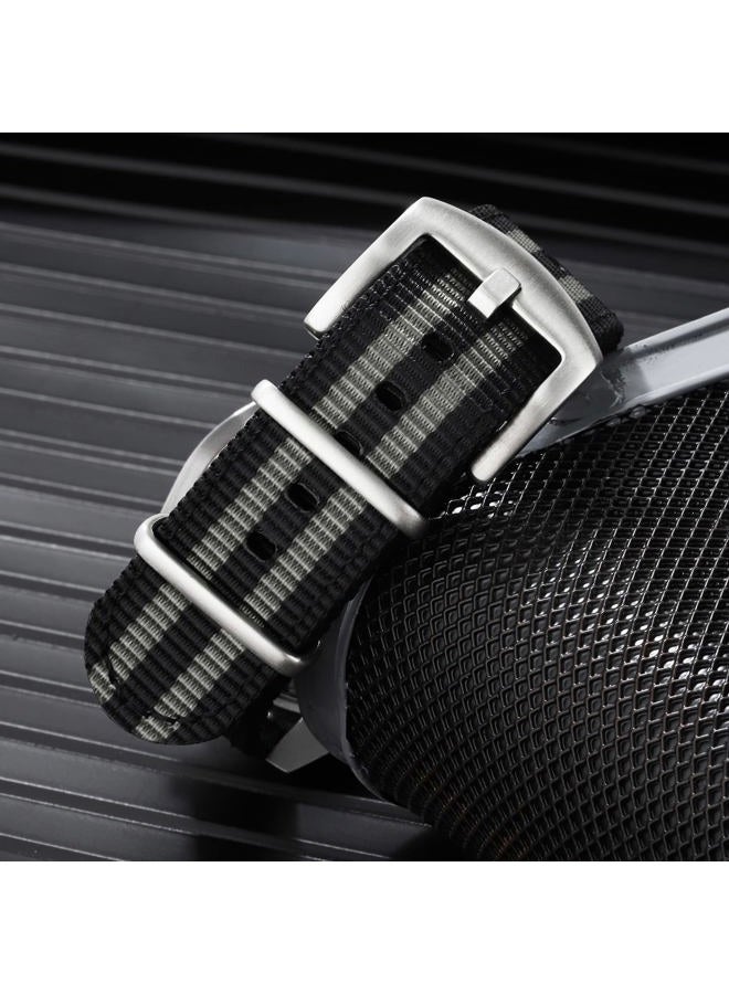 TACTICAL FROG 22mm Watch Band One-Piece Military Watch Straps Replacement Nylon Watch Strap for Men Women, Stainless Steel Buckle, Black-grey - Image 5