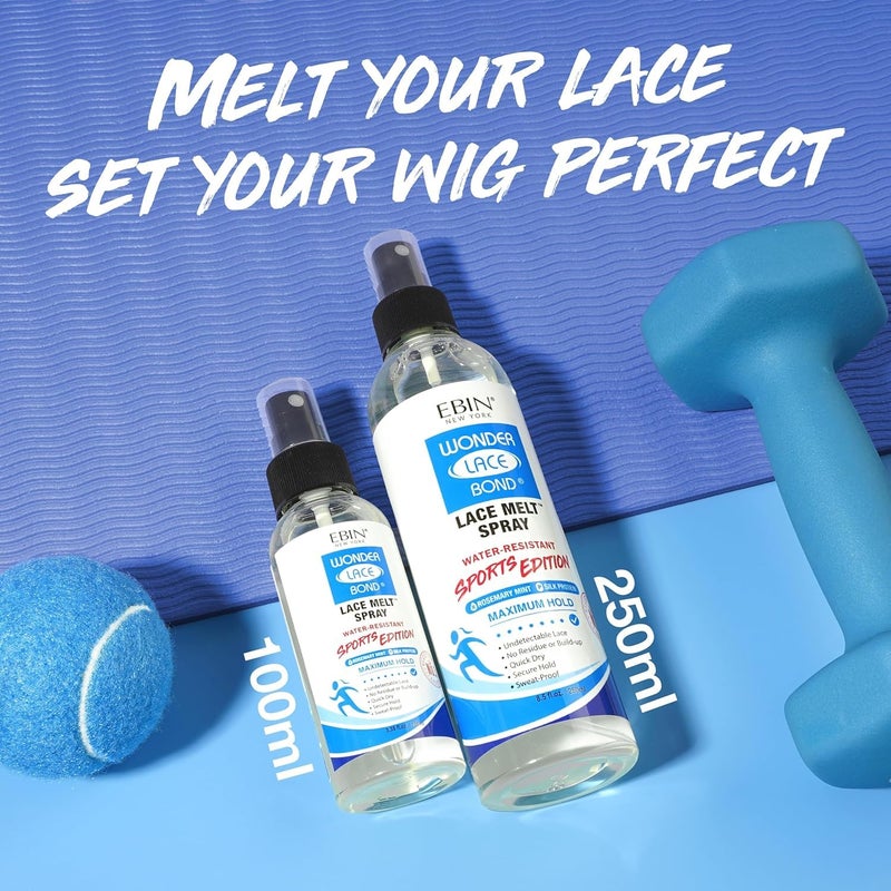 EBIN NEW YORK Wonder Lace Bond Melt Spray 8 Fl Oz Sports Edition â€“ Melting Spray for Lace Wigs with Strong Hold â€“ Rosemary Mint for Scalp Comfort â€“ Water-Resistant for Active Wear - Image 4