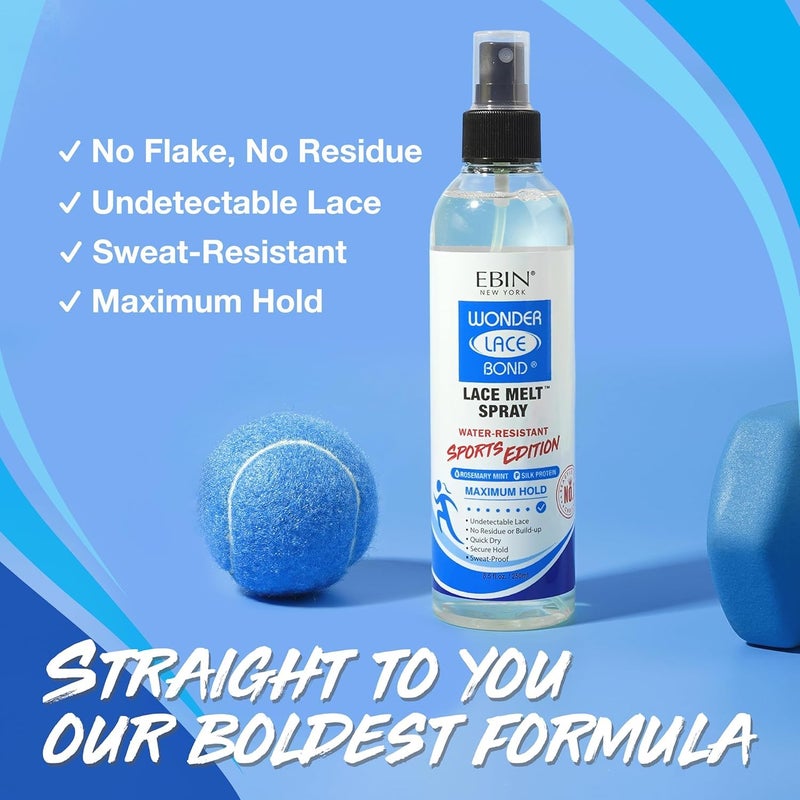 EBIN NEW YORK Wonder Lace Bond Melt Spray 8 Fl Oz Sports Edition â€“ Melting Spray for Lace Wigs with Strong Hold â€“ Rosemary Mint for Scalp Comfort â€“ Water-Resistant for Active Wear - Image 1