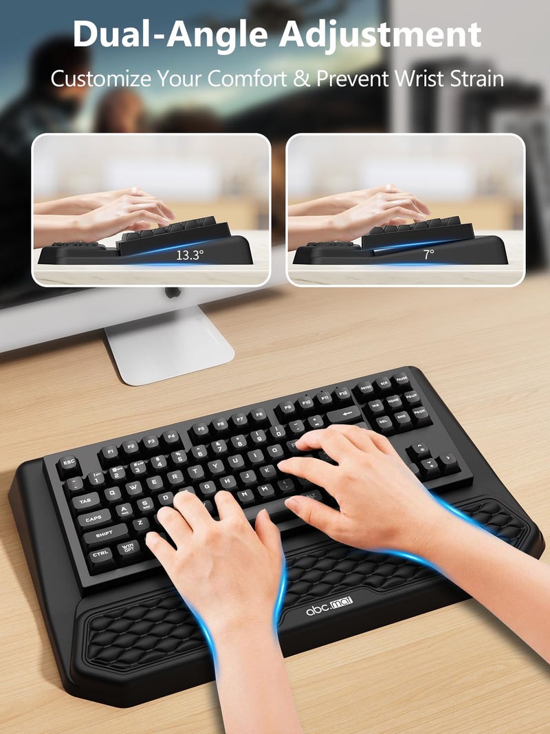 abc.mat 2-in-1 Ergonomic Keyboard Stand with Wrist Rest, Comfy Keyboard Riser Holder with Massage Design, Black - Image 3