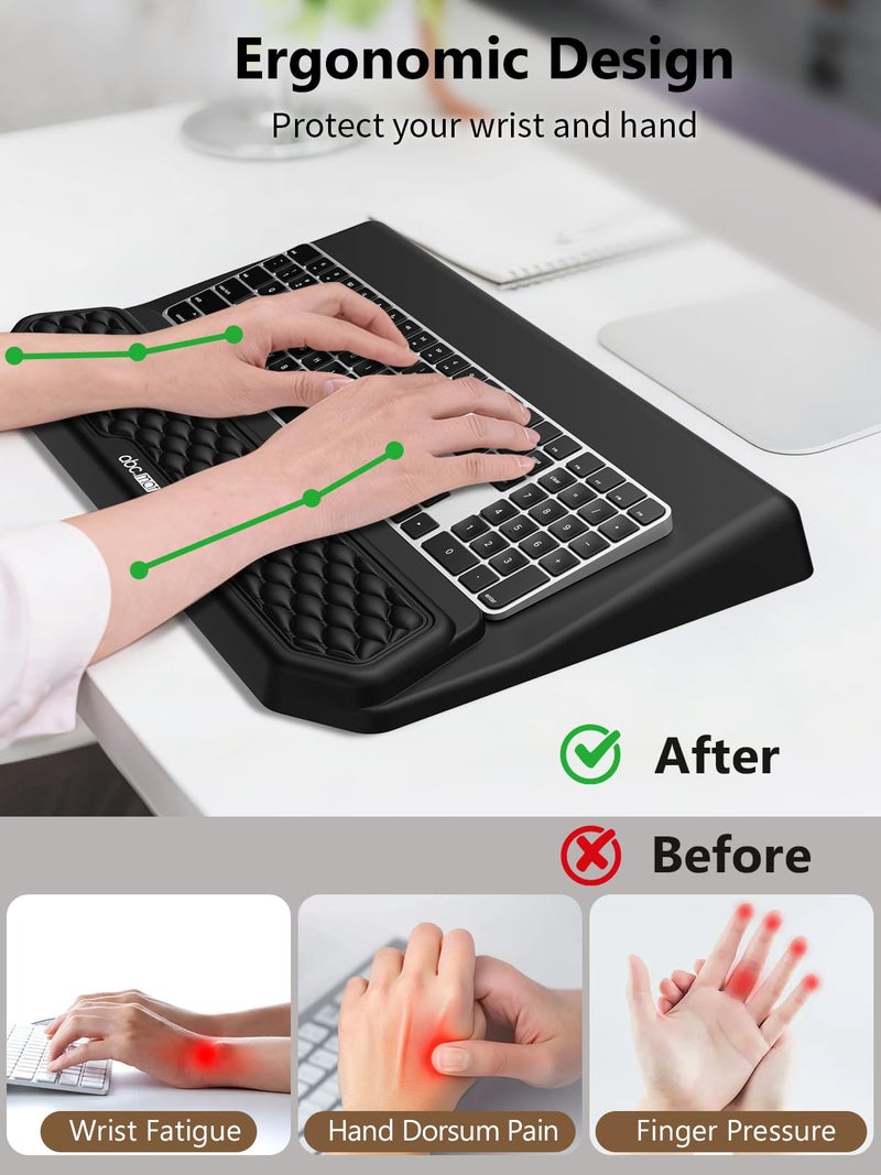 abc.mat 2-in-1 Ergonomic Keyboard Stand with Wrist Rest, Comfy Keyboard Riser Holder with Massage Design, Black - Image 2