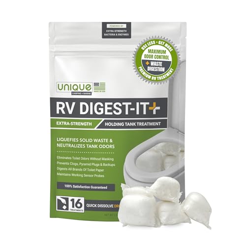 Unique RV Digest-It+ Extra-Strength Black Tank Treatment Pod - Liquifies Waste and All Brands of Toilet Paper - Eliminates Odors at the Source (16 Pods) - Image 1