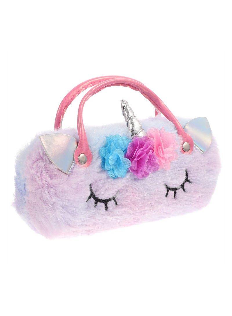 Cute Plush Unicorn Eyeglass Case Portable Pouch for Sunglasses and Makeup Storage Ideal for Kids and Women - Image 3