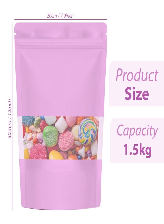 SKY FLEXI PACK Matte Pink Zip Lock Stand Up Pouches | 20×30.5 cm | 1500gm | Pack of 15 | Reusable, Airtight, Leakproof, Self Sealing, Multi-Purpose | Food Storage Transparent Window Polyester Storage Bags - Image 2