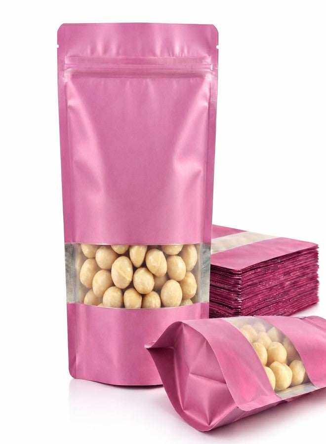 SKY FLEXI PACK Matte Pink Zip Lock Stand Up Pouches | 20×30.5 cm | 1500gm | Pack of 15 | Reusable, Airtight, Leakproof, Self Sealing, Multi-Purpose | Food Storage Transparent Window Polyester Storage Bags - Image 1