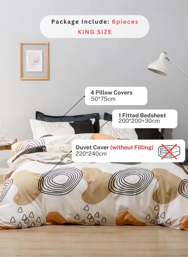 LUNA Home King size without filler 6 pieces, Circle geometric design, Bedding Set.  - Image 2