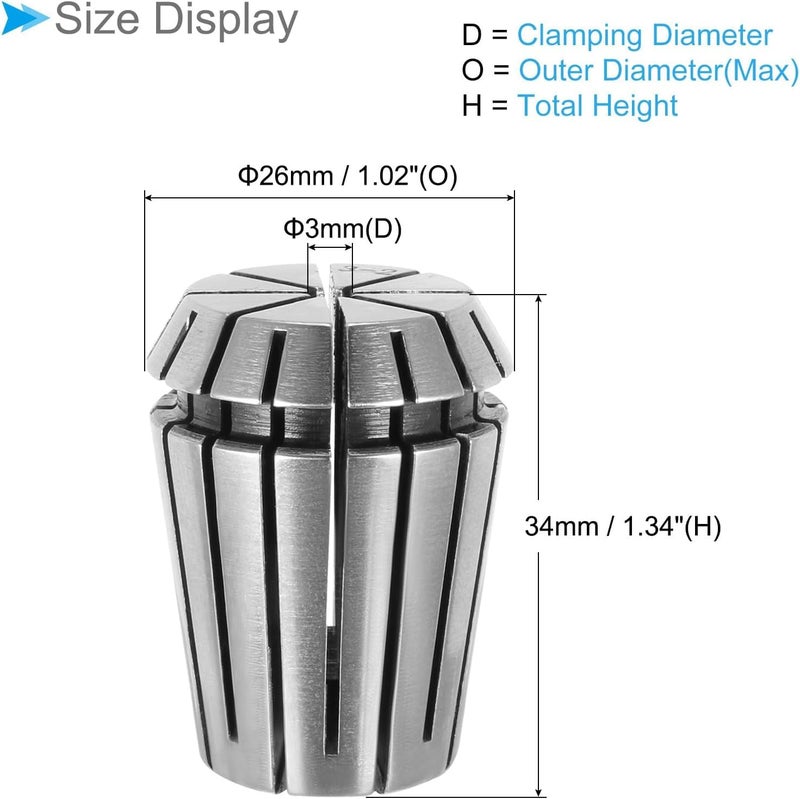 MECRAAF ® ER25 كوليت نابض عالي الدقة لعمل CNC وأدوات النقش وآلات الطحن والمخرطة (عبوة من 1) (ER 25، 3-2 مم) - Image 3