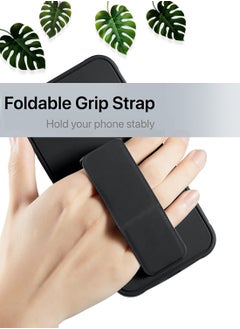 Wtech Xiaomi Redmi Note 14 Pro 5G 2024 Hand Grip Foldable Magnetic Kickstand Wrist Strap Finger Grip with Built-in Iron Case Cover - Black  - Image 2