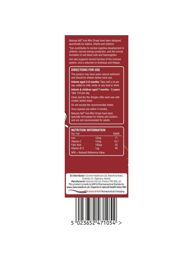 Natures Aid Iron Mini Drops for Infants and Children, Cognitive Development, Sugar Free, 50 ml - Image 3