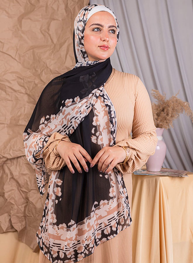 Tie Shop Tie Shop - Digital Crinkled Scarf - Brown - Beige For Women