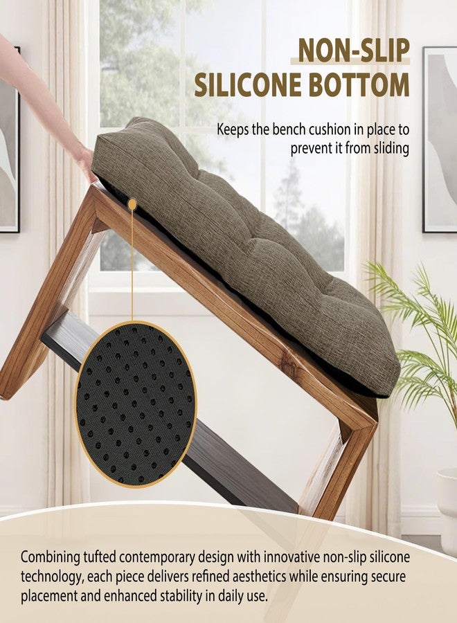 downluxe Indoor Bench Cushion for Indoor Furniture, Non-Slip Tufted Overstuffed Textured Foam Bench Seat Cushion, 36" X 14" X 4", Khaki, 1 Pack - Image 4