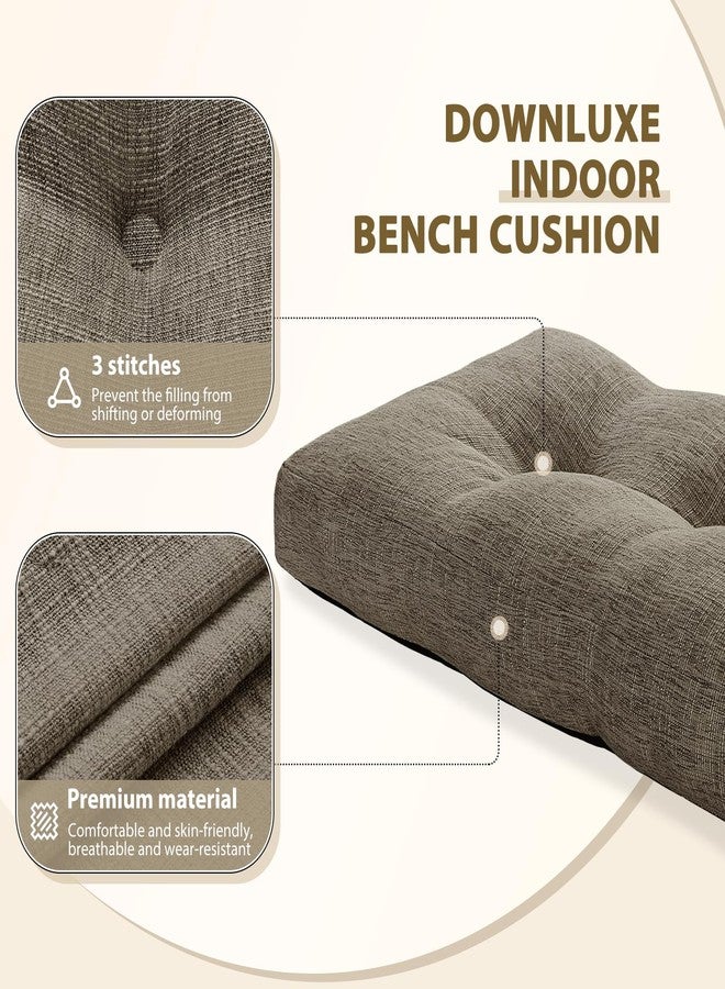 downluxe Indoor Bench Cushion for Indoor Furniture, Non-Slip Tufted Overstuffed Textured Foam Bench Seat Cushion, 36" X 14" X 4", Khaki, 1 Pack - Image 2