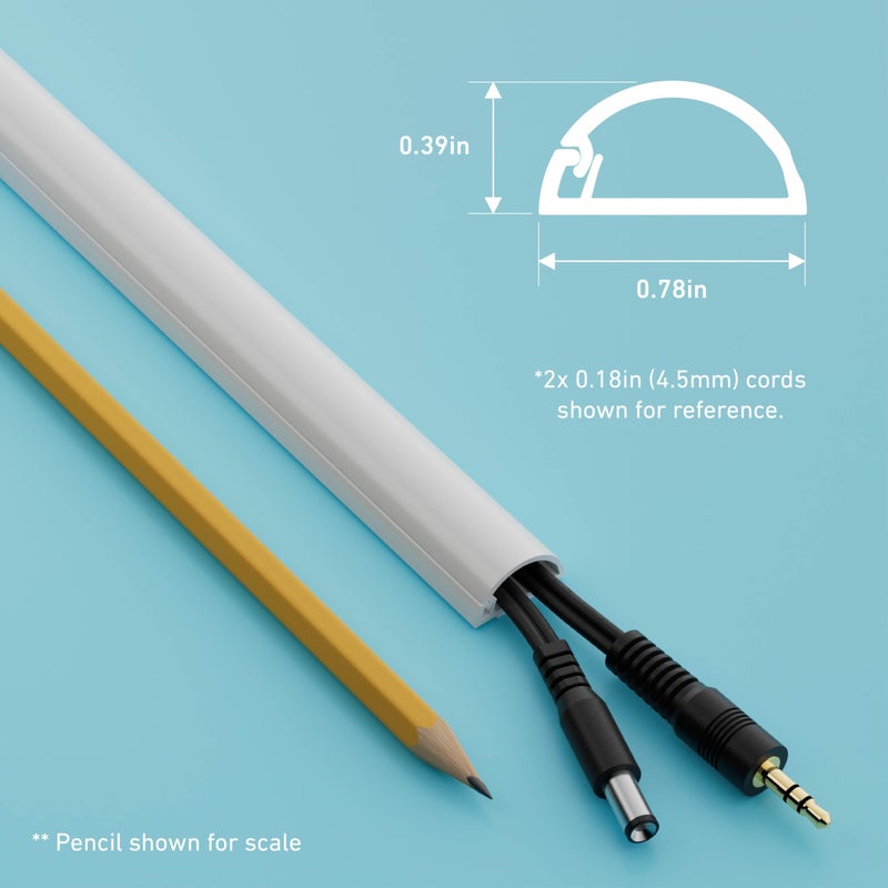 D-Line 13.12ft Cord Hider Kit, Patented Cable Cover, Hide Wires on Wall, Channel for TV Mount Cords, Raceway Wire Hiders, Paintable, Adhesive, Half Round, 4X 0.78in W x 0.39in H x 39in Lengths, White - Image 4