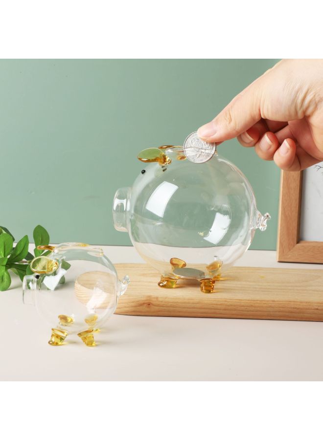 Gold Bean Transparent Piggy Bank Piggy Glass Bottle Small Gold Bean Storage Bottle Wishing Bottle Gold Bean Storage Bottle Lucky Bag-Color:7*6*7 Golden Round Mouth - Image 3