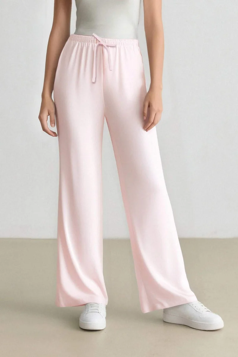 DeFacto Normal Waist Standard Length Wide Leg Linen Blend Trousers