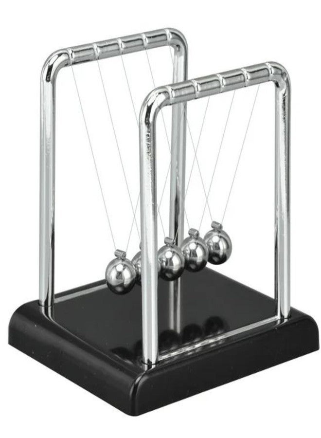 Premsons® Newton Cradle Pendulum - Small Metal Perpetual Motion Toy | Swing Balance Collision Balls with Polished Plastic Base & Nylon Strings | Desk Decoration Figurine for Office & Home - Black - Image 1