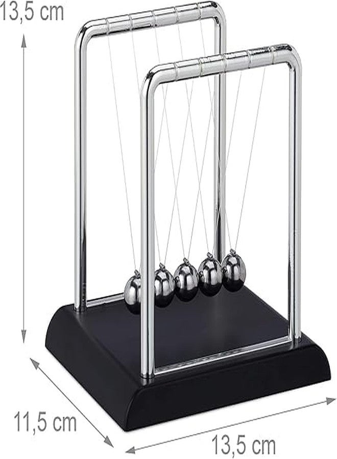 Premsons® Newton Cradle Pendulum - Small Metal Perpetual Motion Toy | Swing Balance Collision Balls with Polished Plastic Base & Nylon Strings | Desk Decoration Figurine for Office & Home - Black - Image 2