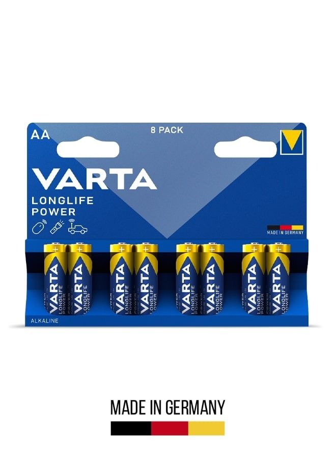 Varta Longlife Power AA Alkaline Battery for Reliable and Long-lasting Performance (8-Pack) - Image 1