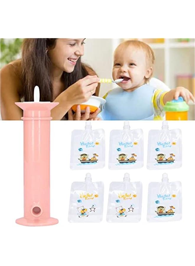 Baby Food Maker, 7pcs Set Baby Food Pouch Maker, Reusable Pure Color Pouches Toddler Fruit Squeeze Puree Filler for Homemade Semi Solid Food for Infant Complementary Food ()  - Image 4