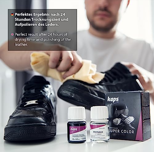 Kaps Dye With Primer For Natural And Synthetic Leather Shoes, Super Color And Preparer, 70 Colors (118 - Black) - Image 5