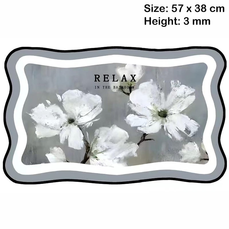 MEZON Bath Mat Door Mat Quick Drying Bathroom Mat Water Absorbent Door Mat Floor Mat Bathmat Doormat Bathroom Carpet Cushion Mat Super Absorbent Mat Flower - Image 3