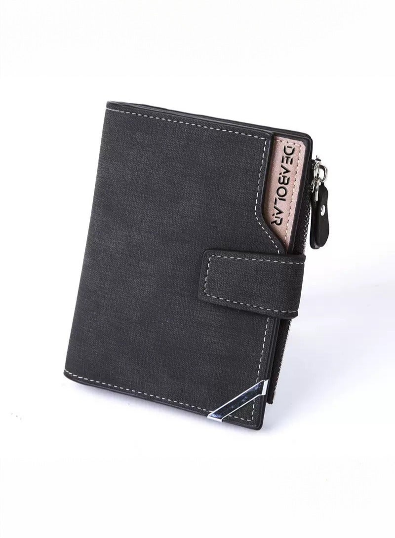 Deabolar Men's wallet mid length credit card clip in dark gray - Image 1