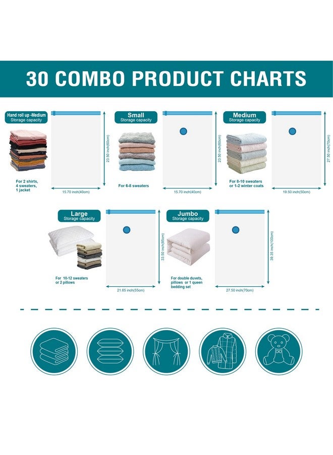 Cozy Essential 30 Pack Vacuum Storage Bags, Space Saver Vacuum Storage Bags, Vacuum Seal Bags for Clothing, Clothes, Comforters and Blankets, Hand Pump Included  - Image 5