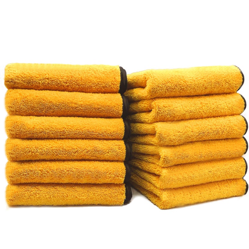 Solid Multipurpose Plush Microfiber Cleaning Cloth  Cleaning Towel for Household Car Washing Drying  Auto Detailing  12 x 12 Yellow 12