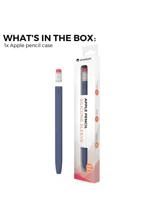 Pencil Generation Silicone Protective Case Vintage Pencil Anti-slip Anti-fall Pen Cover Digital Computer/ipad Protective Cover-Color:Midnight Blue (through Hat)-Applicable Model:Apple Pencil Pro u00  - Image 1