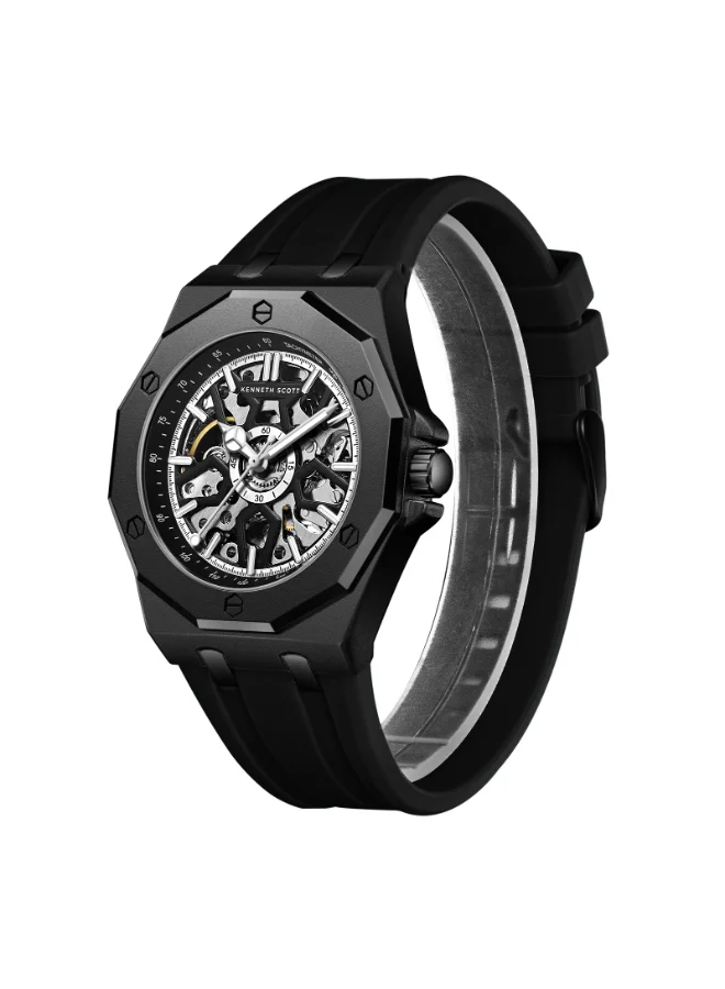 KENNETH SCOTT Men's Silicone Automatic Watch K25301-BSBB - 44.3x54 mm