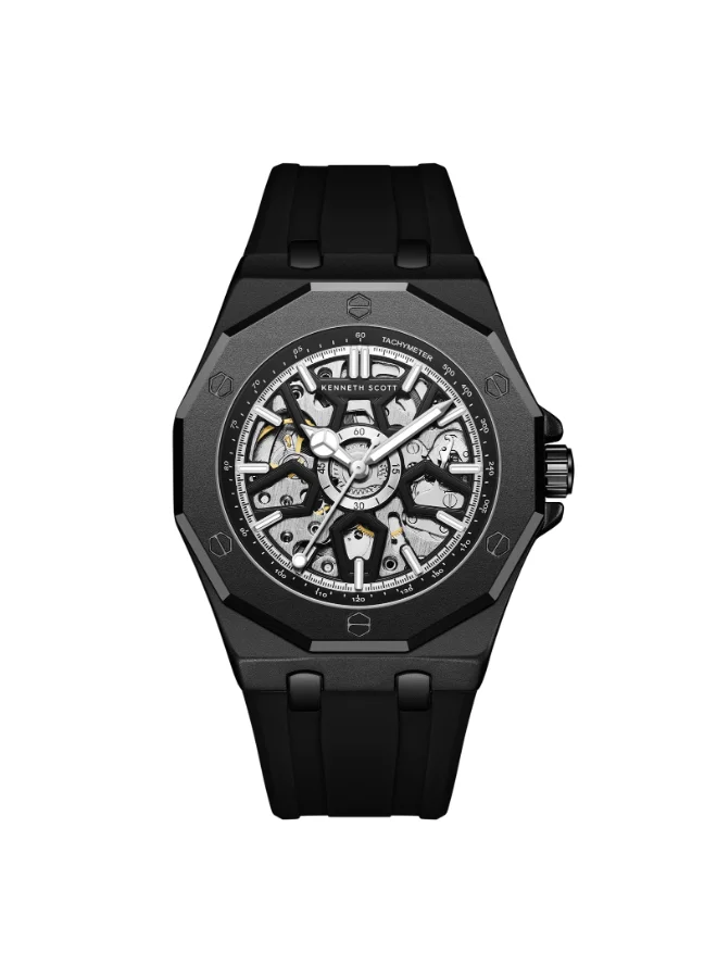 KENNETH SCOTT Men's Silicone Automatic Watch K25301-BSBB - 44.3x54 mm