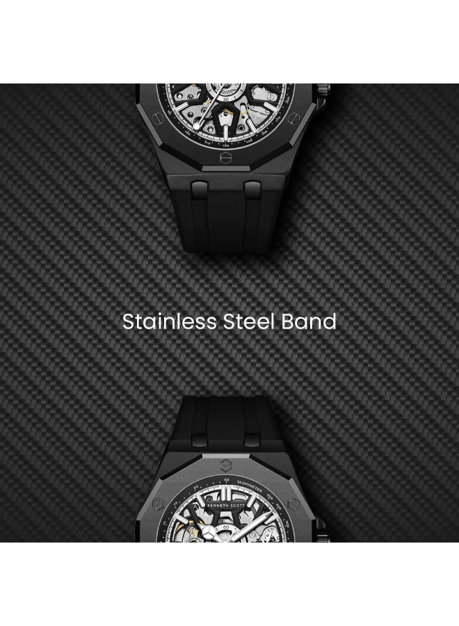 Kenneth Scott  Men's Silicone Automatic Watch K25301-BSBB - 44.3x54 mm  | Best Price UAE