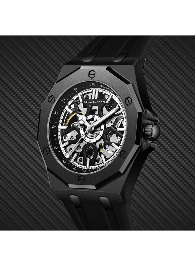 Kenneth Scott  Men's Silicone Automatic Watch K25301-BSBB - 44.3x54 mm  | Best Price UAE